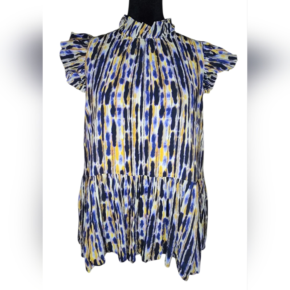 Corey Lynn Calter Aurora Top Drizzle Flutter Sleeve Blouse, Womens Medium - Picture 2 of 7